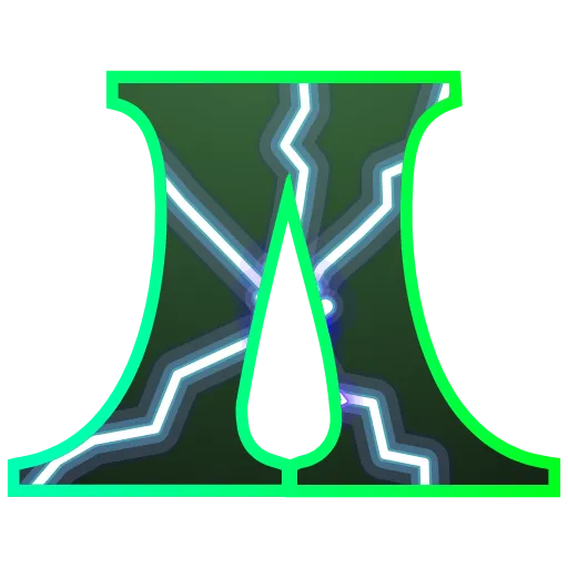 Стикер 14 Lightning - зелёный электрический шрифт, русский, английский