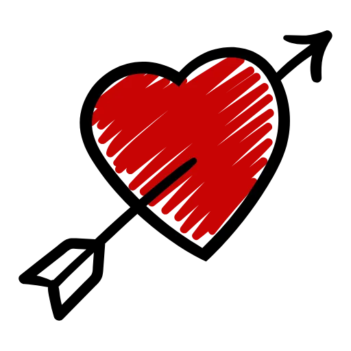 Стикер 45 Love doodle red HD