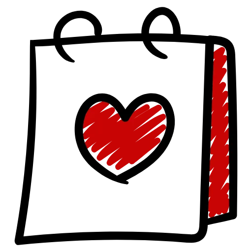 Стикер 51 Love doodle red HD