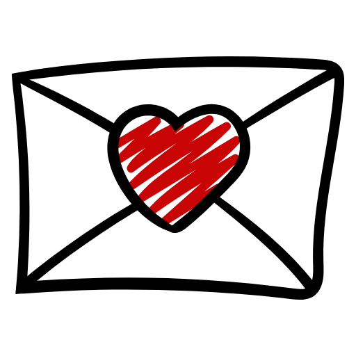 Стикер 50 Love doodle red HD