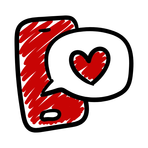 Стикер 36 Love doodle red HD