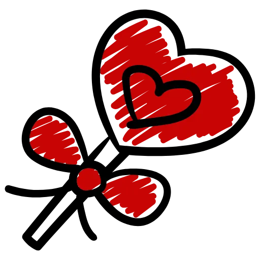 Стикер 52 Love doodle red HD