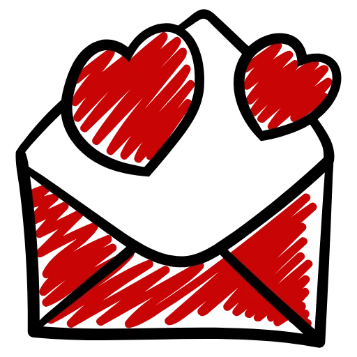Стикер 60 Love doodle red HD