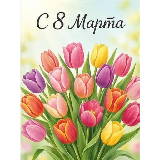 💐 Стикер «Открытки на 8 марта» для Telegram