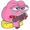 Стикер 4 🥹 Розовый Пепе (Pink Pepe emoji)