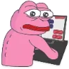 Стикер 14 🥹 Розовый Пепе (Pink Pepe emoji)