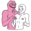 Стикер 13 🥹 Розовый Пепе (Pink Pepe emoji)