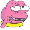 Стикер 38 🥹 Розовый Пепе (Pink Pepe emoji)