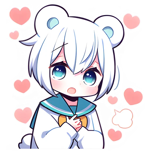 🥰 Стикер «Полярная мишка-тян» для Telegram
