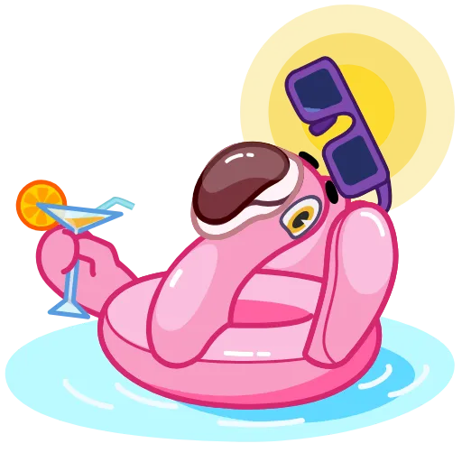 Стикер 5 Pool Flamingo