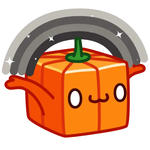 Стикер 9 ️ Pumpkin Cube - квадратная тыква