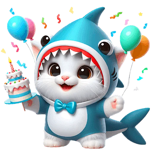 🥳 Стикер «Пушистые акулы 2» для Telegram