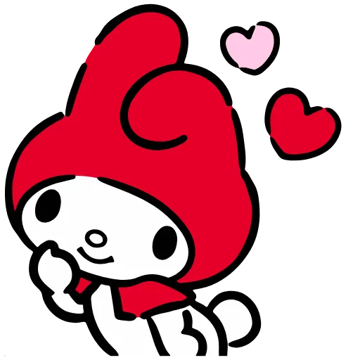 Стикер 29 🙂 My Melody Red - эмодзи май мелоди в красной шапочке