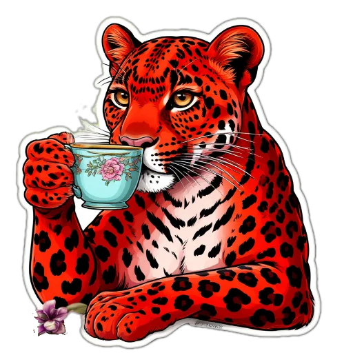 🍵 Стикер «Red Leopard» для Telegram