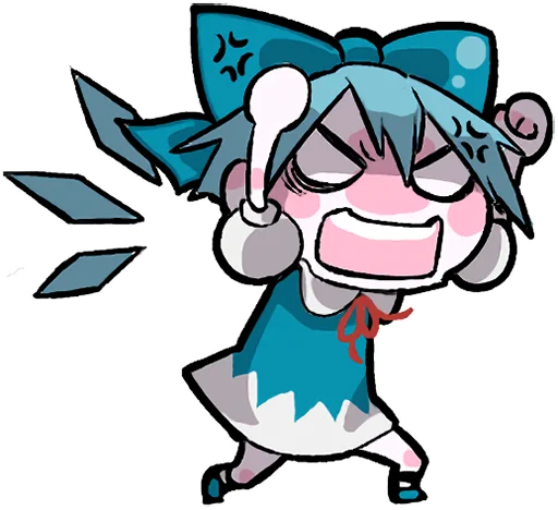😠 Стикер «Reimu & Cirno are flying!blackencir» для Telegram