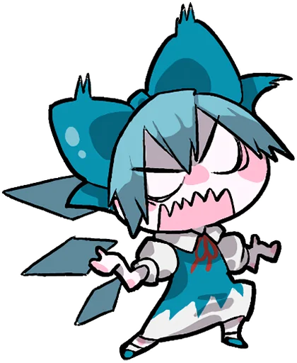 😠 Стикер «Reimu & Cirno are flying!blackencir» для Telegram