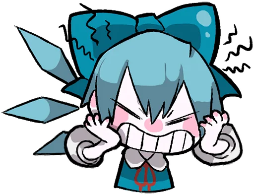 😖 Стикер «Reimu & Cirno are flying!blackencir» для Telegram