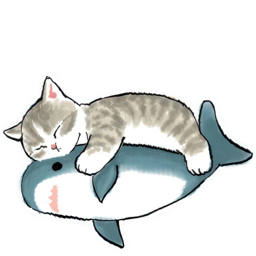 😴 Стикер «Акула и котята» для Telegram