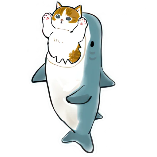 😈 Стикер «Акула и котята» для Telegram