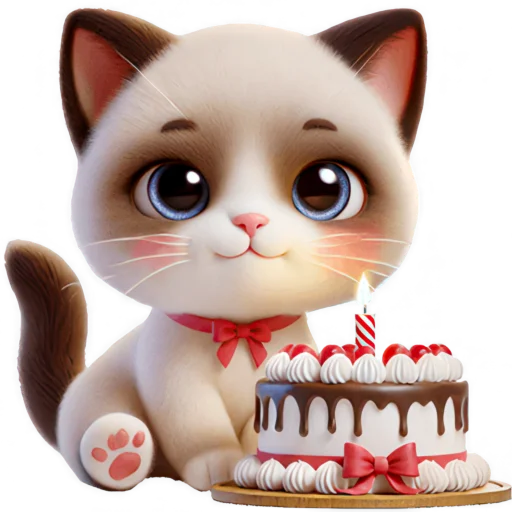 🎂 Стикер «Сиамский котик» для Telegram
