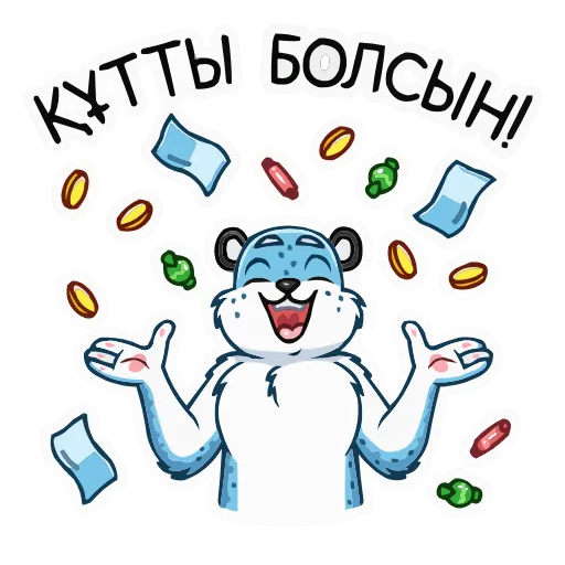 Стикер 14 Набор эмоджи с казахским снежным барсом из ВК в HD качестве