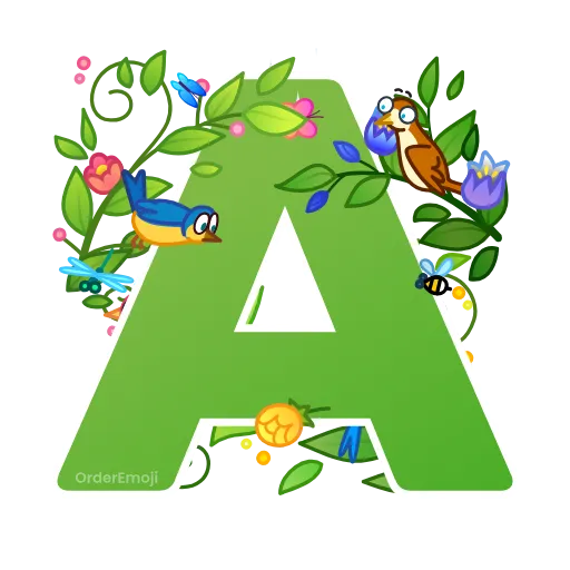 🌱 Эмодзи «Весенние анимированные буквы, русские и английские» для Telegram