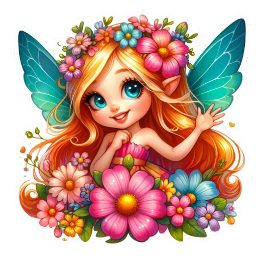 👋 Стикер «Flowers fairies bunnies» для Telegram