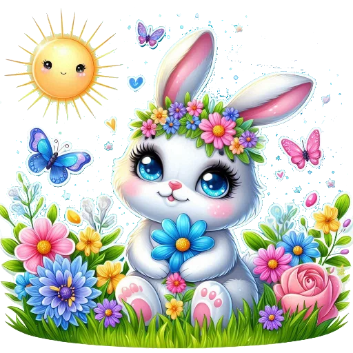 🐱 Стикер «Flowers fairies bunnies» для Telegram