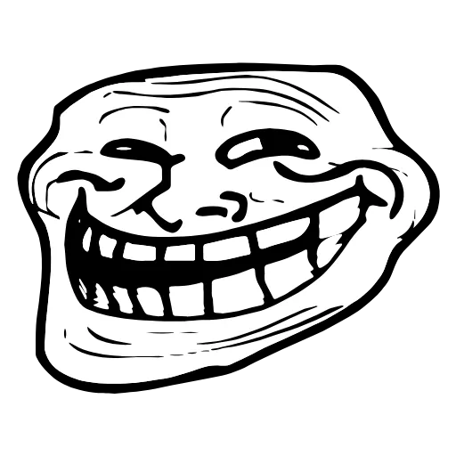 Стикер 2 😁 Trollface - классический мемес и троллфейс