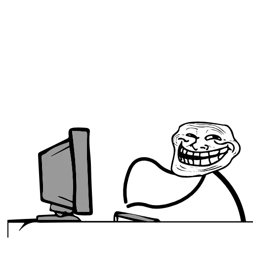 Стикер 17 😁 Trollface - классический мемес и троллфейс