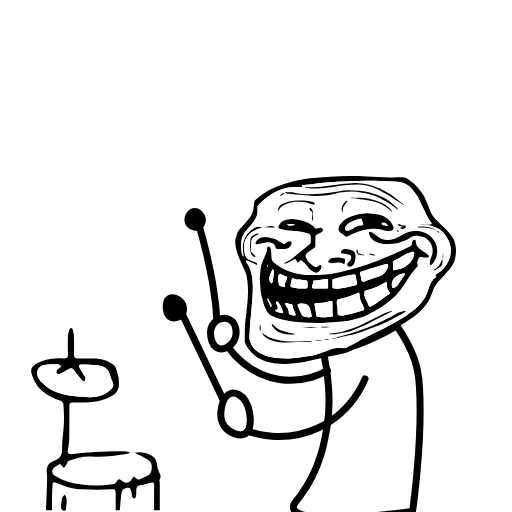 Стикер 16 😁 Trollface - классический мемес и троллфейс