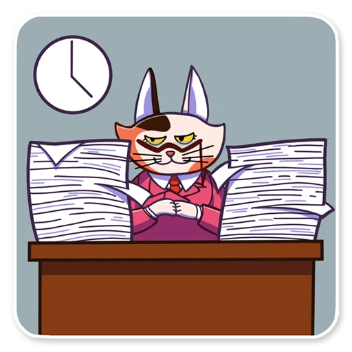 ⏰ Стикер «Канцелярская киса Василиса» для Telegram