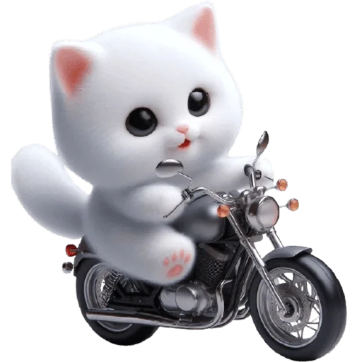 🏍 Стикер «Белая котька» для Telegram