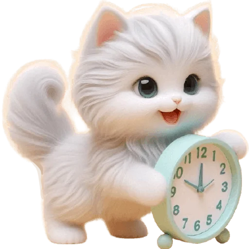 ⏰ Стикер «Белая котька» для Telegram