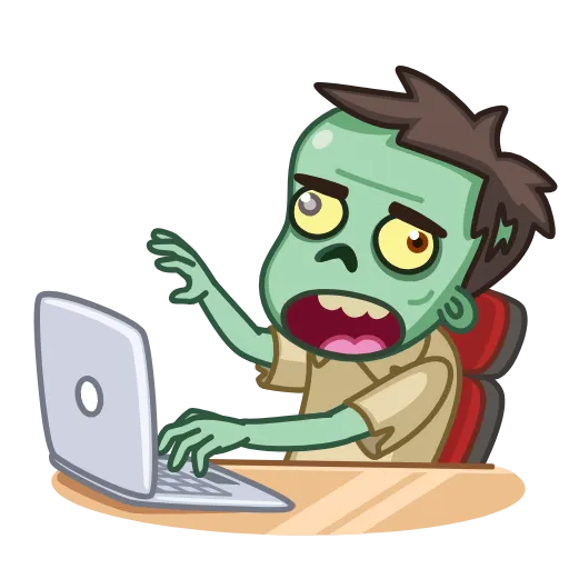 Стикер 6 Zombie. Зомби анимированный, смайлы из стикеров