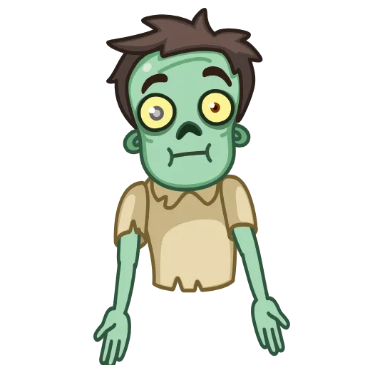 Стикер 16 Zombie. Зомби анимированный, смайлы из стикеров