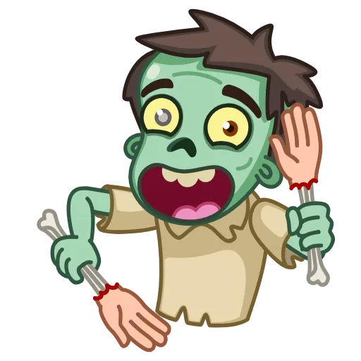 Стикер 13 Zombie. Зомби анимированный, смайлы из стикеров