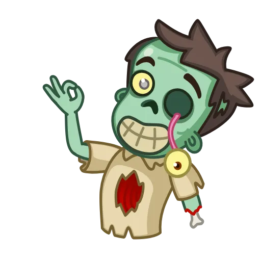 Стикер 17 Zombie. Зомби анимированный, смайлы из стикеров