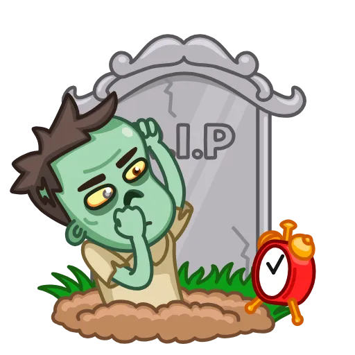 Стикер 12 Zombie. Зомби анимированный, смайлы из стикеров