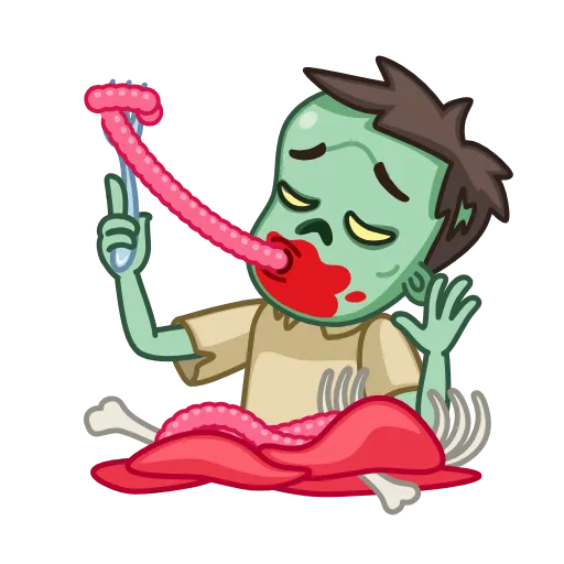 Стикер 10 Zombie. Зомби анимированный, смайлы из стикеров