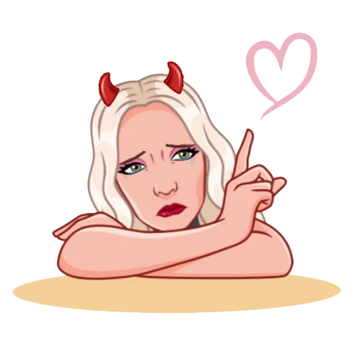 😟 Стикер «Девочка демон блонди» для Telegram