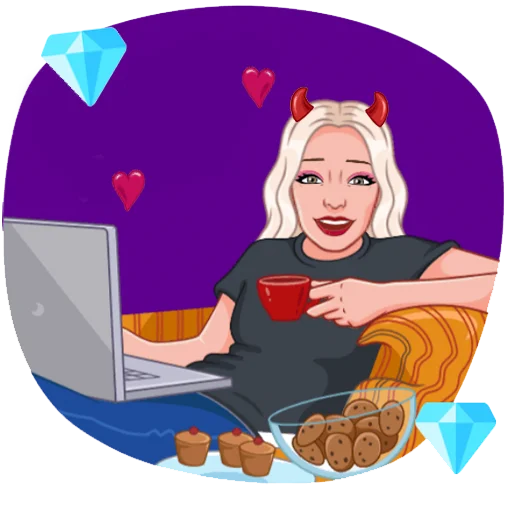 💻 Стикер «Девочка демон блонди» для Telegram