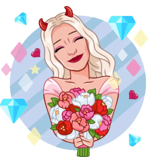 💐 Стикер «Девочка демон блонди» для Telegram