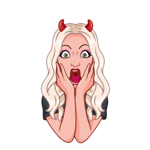 😧 Стикер «Девочка демон блонди» для Telegram