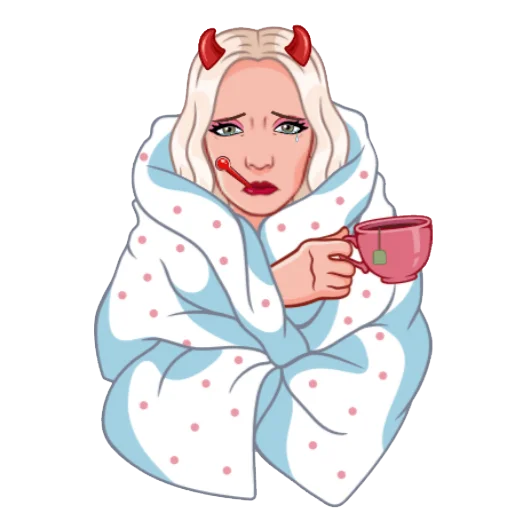 🤒 Стикер «Девочка демон блонди» для Telegram