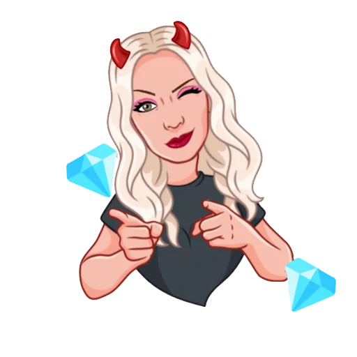 👆 Стикер «Девочка демон блонди» для Telegram