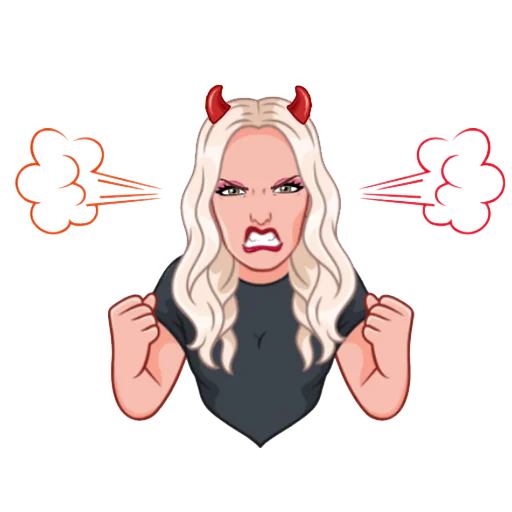 😈 Стикер «Девочка демон блонди» для Telegram