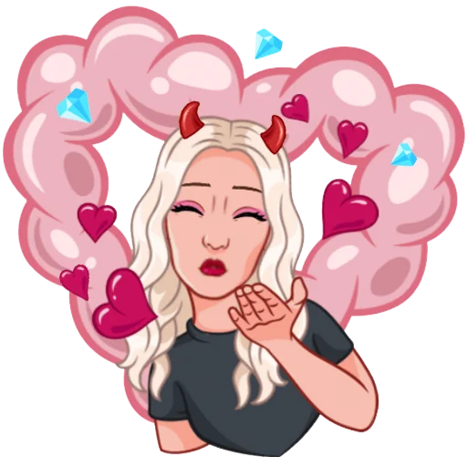 🥰 Стикер «Девочка демон блонди» для Telegram