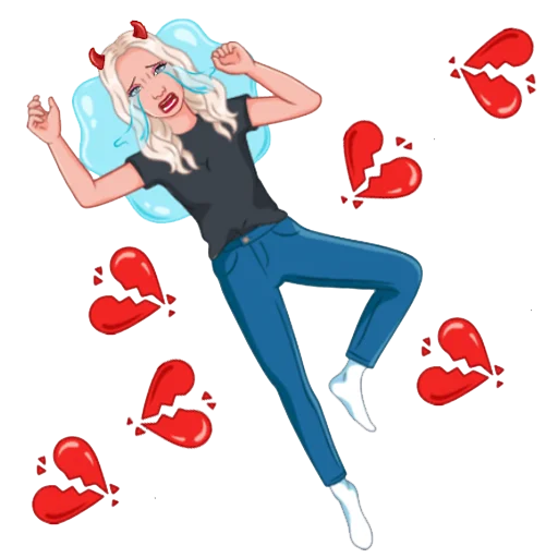 💔 Стикер «Девочка демон блонди» для Telegram