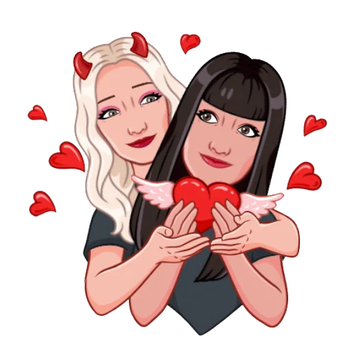 👩‍❤️‍💋‍👩 Стикер «Девочка демон блонди» для Telegram